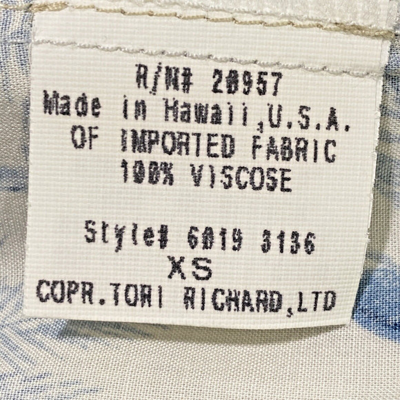 Tori Richard Honolulu Dress Made in Hawaii Short Sleeve Blue & White XS Vintage - Picture 5 of 12